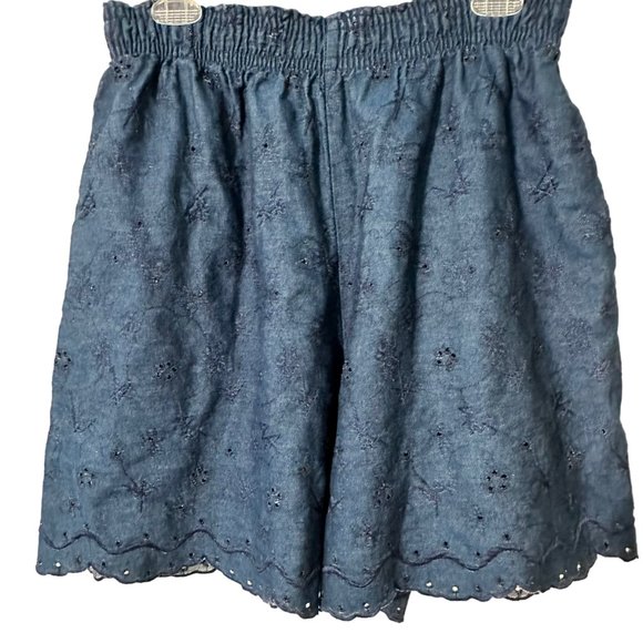 Vtg Gene Ewing Bis Denim Eyelet Shorts-Sz S/L - Picture 7 of 11